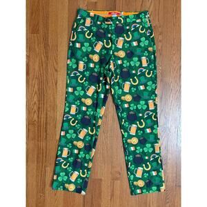 Shinesty Men's St Patrick's Day Green Ireland Slacks Pants Size 33x34- EUC